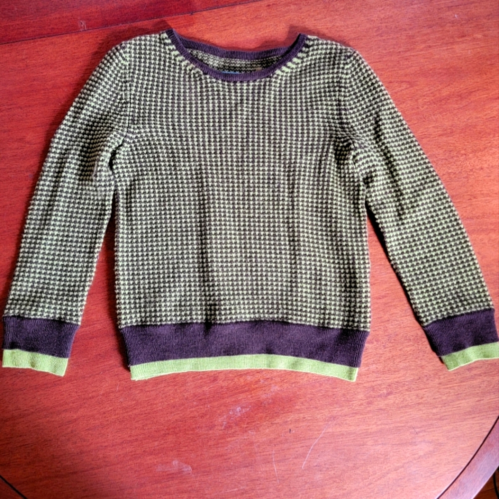 Alice + Olivia wool crewneck sweater green brown XS